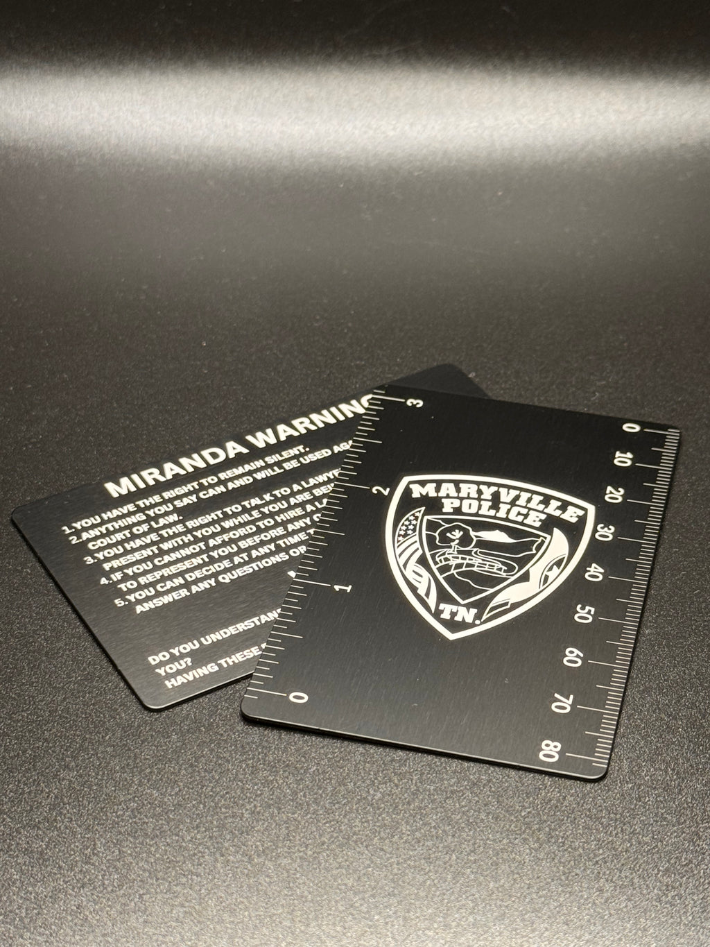 Miranda Rights Cards for Law Enforcement Officers- Custom Image, Laser Engraved